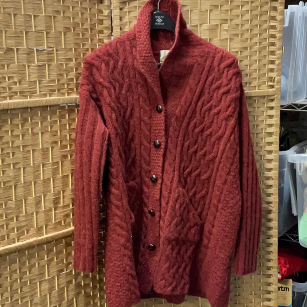 Aran Crafts Women's Chunky Cable Knit Cardigan - Rust